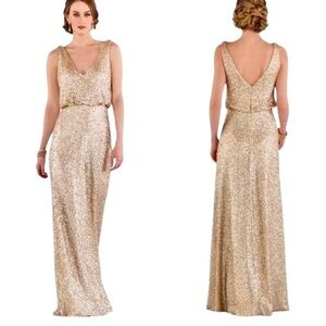 NWT SORELLA VITA Gold Sequin Maxi Gown Size 14 NYE Wedding Bridesmaid Dress